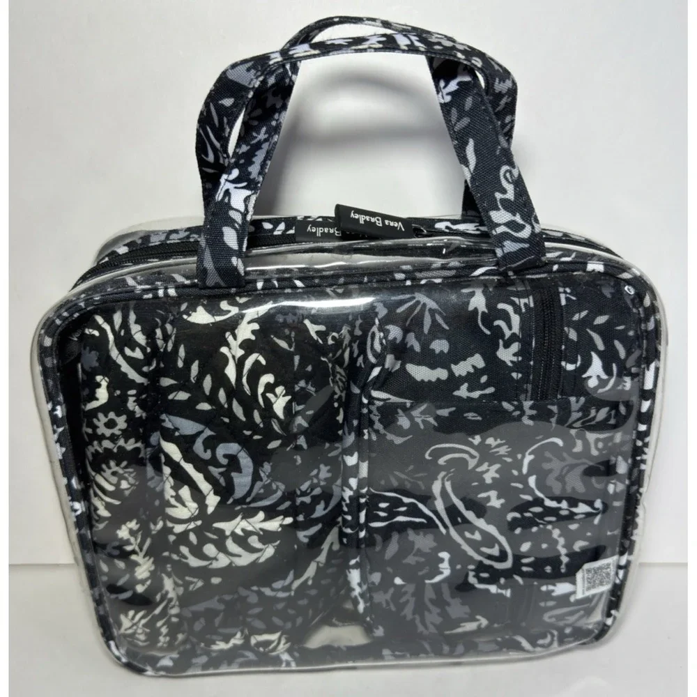 Vera Bradley Toiletry Organizer Set Paisley Noir 4pc Cosmetic Makeup Travel Bag
